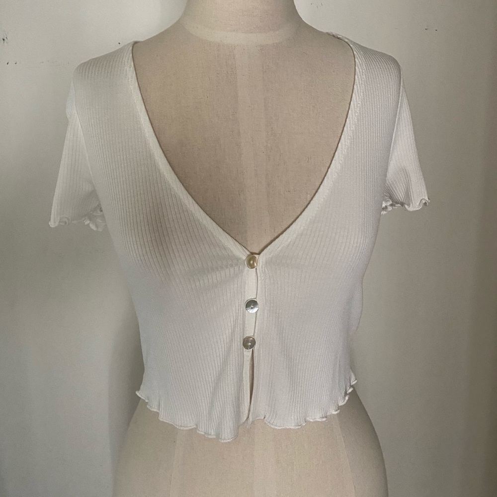 Mini Ribbed Crop Top Short Sleeve - Picture 2 of 8